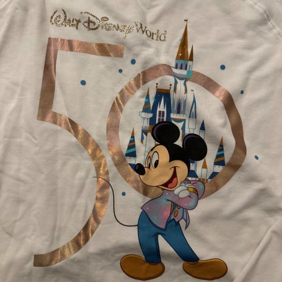 Walt Disney World 50th Anniversary Mickey Crop Cinch Waist Shirt M - Picture 2 of 5